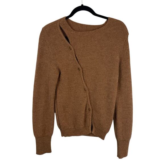 Jacquemus La Maille Pau Alpaca Wool Blend Ribbed Cardigan Italy Brown Size 40/L - Picture 2 of 8